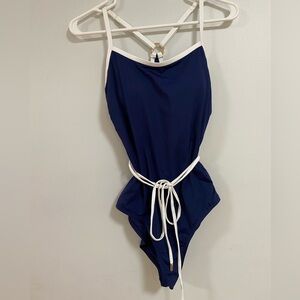 LOFT one piece swimsuit navy blue NWOT